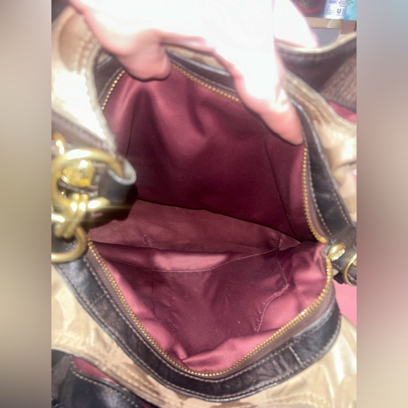 Coach Hobo Signature Carryall Purse Handbag Brown Large Zip C Logo F1082-15757 - Picture 9 of 12